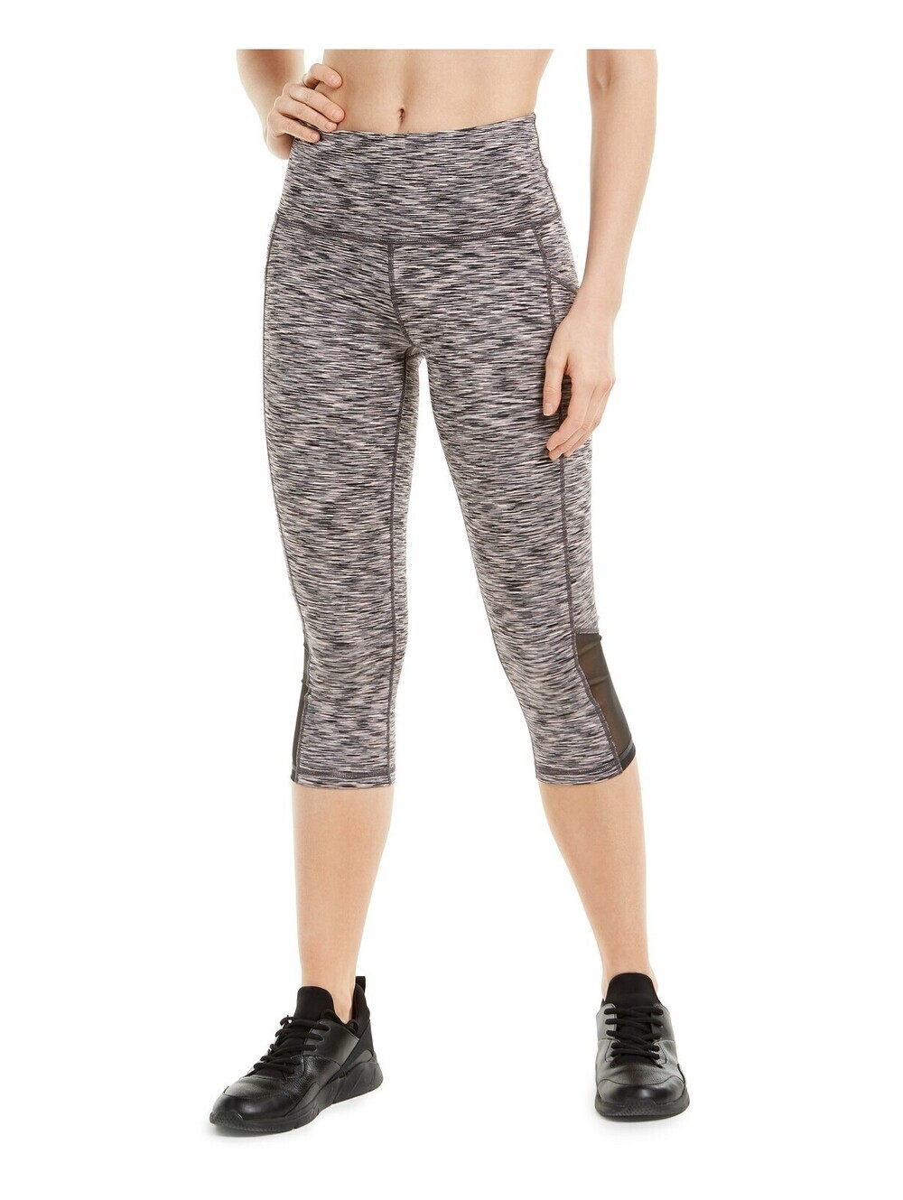 Ideology Womens Space-Dyed Mesh-Inset Cropped Leggings Size XS